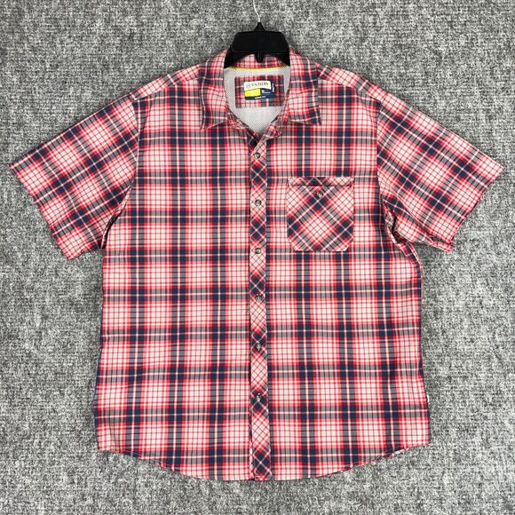 Magellan Shirt Mens Extra Large Red Plaid Loose Wicking Short Sleeve Vented - Picture 1 of 7